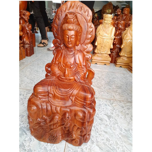 Tượng phật quan âm gỗ hương 40x20cm